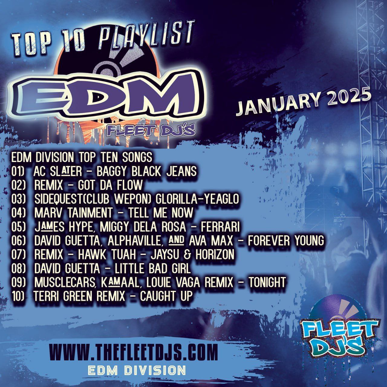 EDM DIVISION TOP TEN SONGS FEB 2025