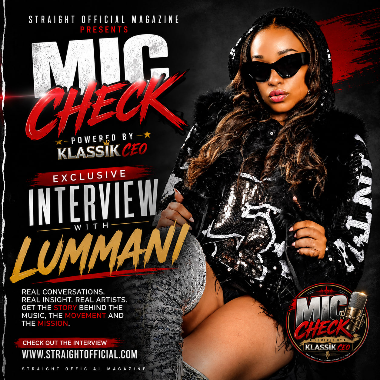Mic Check exclusive interview flyer featuring Lummani